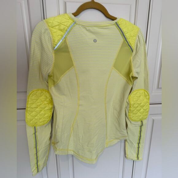Lululemon Women's Ice Queen Long Sleeve Stripe Top Size 6 Yellow Athletic Comfy - Picture 4 of 8